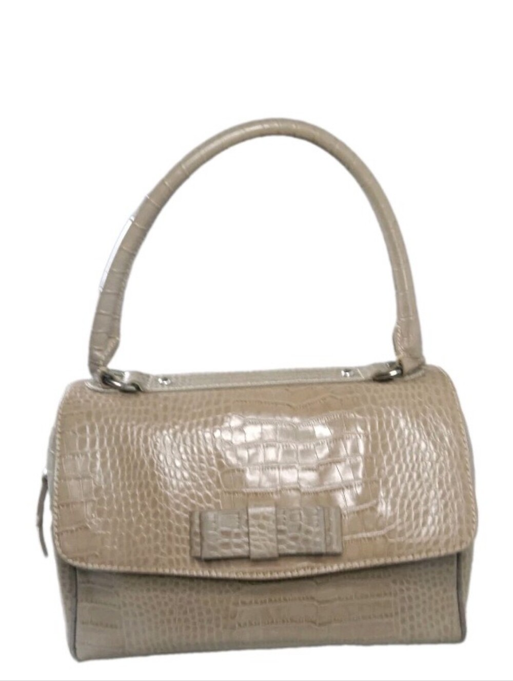 Vintage Barr & Barr New York  Leather Kelly Bag Croco Print Handbag Brown